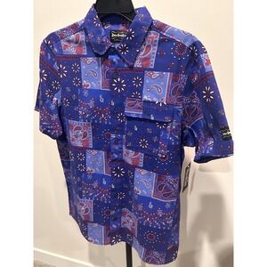 NWT Snoop Dogg Button Woven Shirt By Dogg Supply Paisley Bandanna Size L